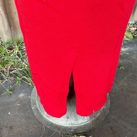 Vintage TOULA SANTANA KNIT Skirt Suit Red Embellished Midi Pencil sz 8 - Picture 10 of 11
